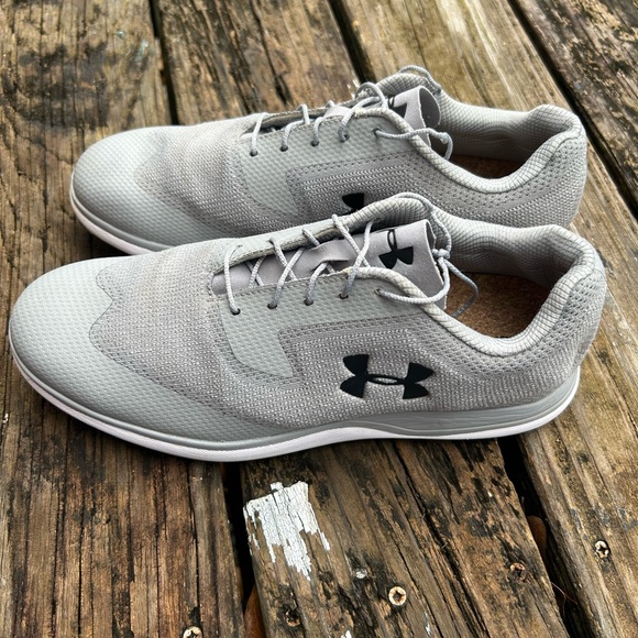 Under Armour UA Tour Tips Knit SL Golf Cleats Spikes Men’s Light Grey Size 9.5 - Picture 6 of 11